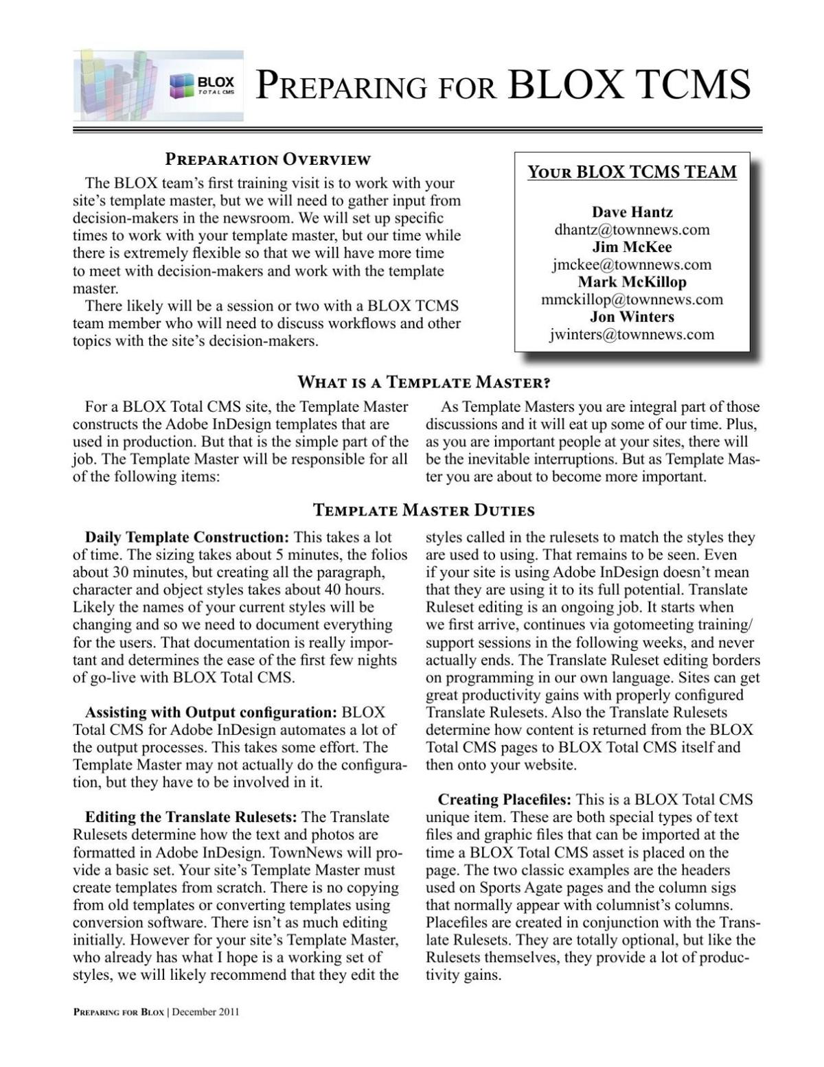 Template Master Overview