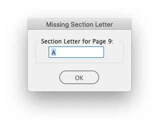 Missing Section Letter