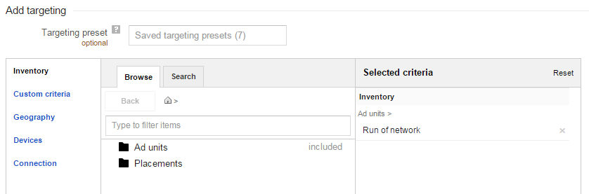 DFP ad targeting ROS