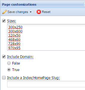 DFP page customizations