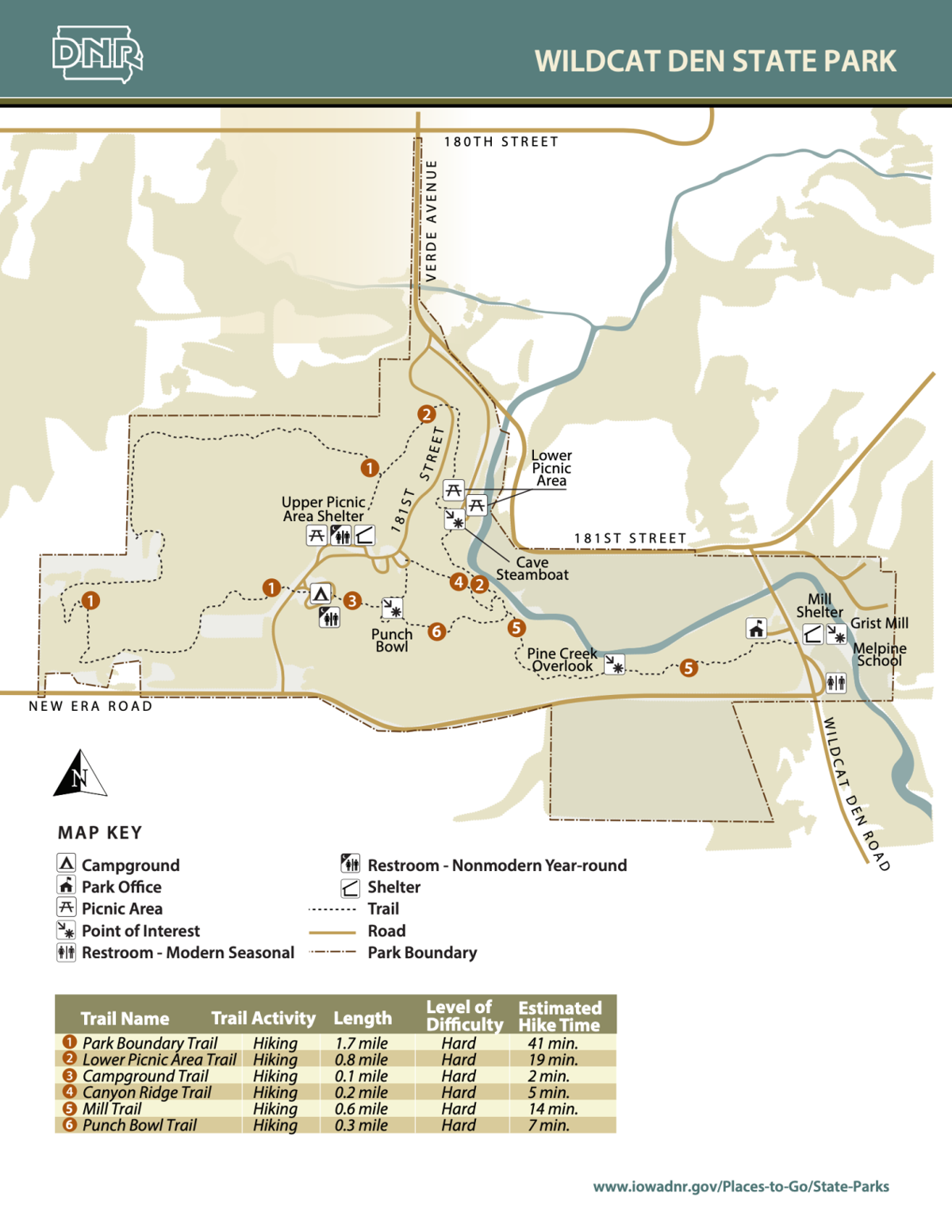 Wildcat Den State Park Map