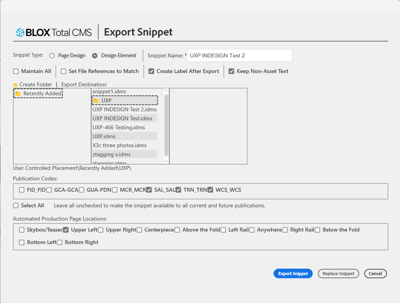 ID folder Export Snippet