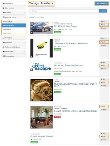 Manage Classifieds