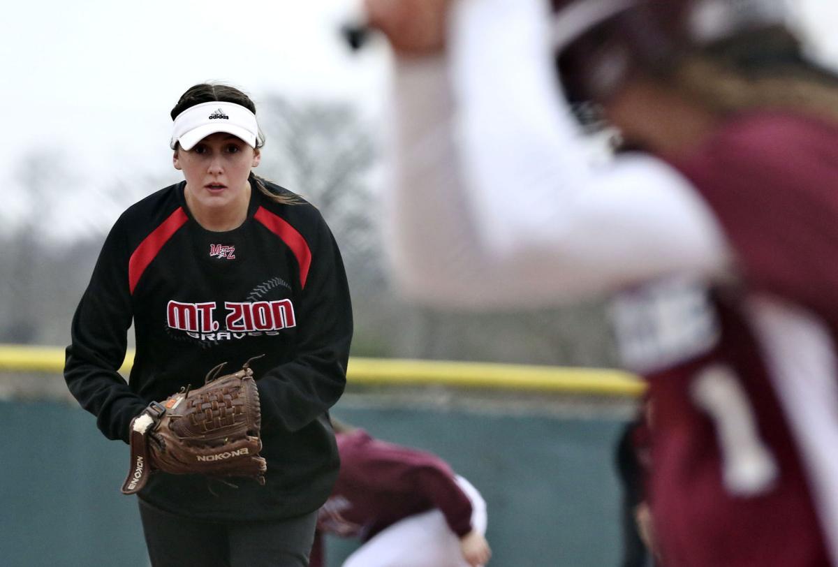 Mount Zion junior Ally Bruner home after line drive to face