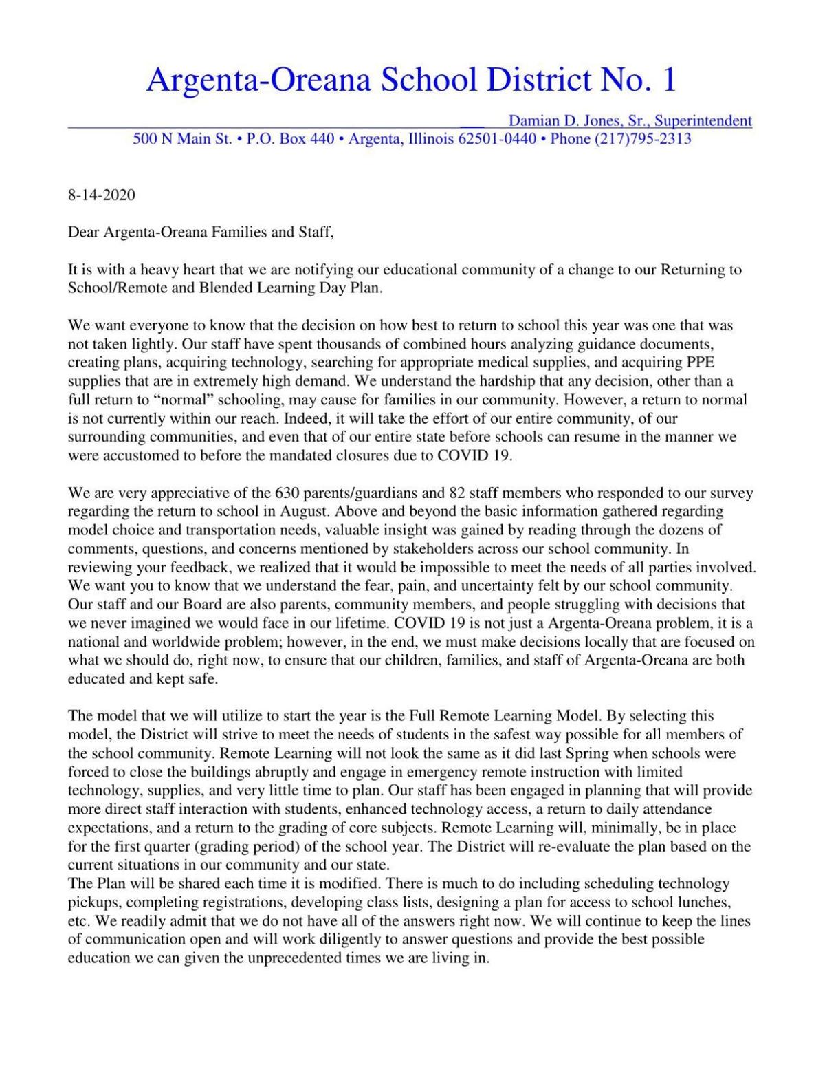 ArgentaOreana switches to remote learning to start school year