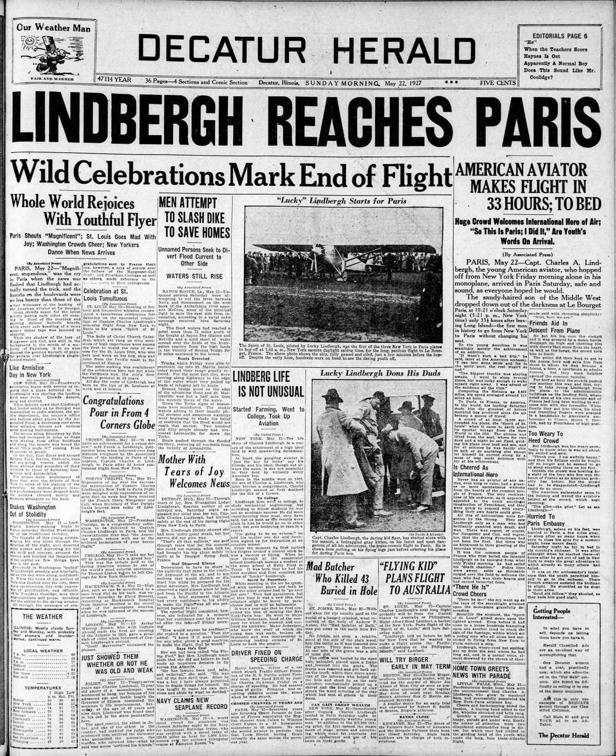 Historic front pages from the Decatur Herald & Review archives Local