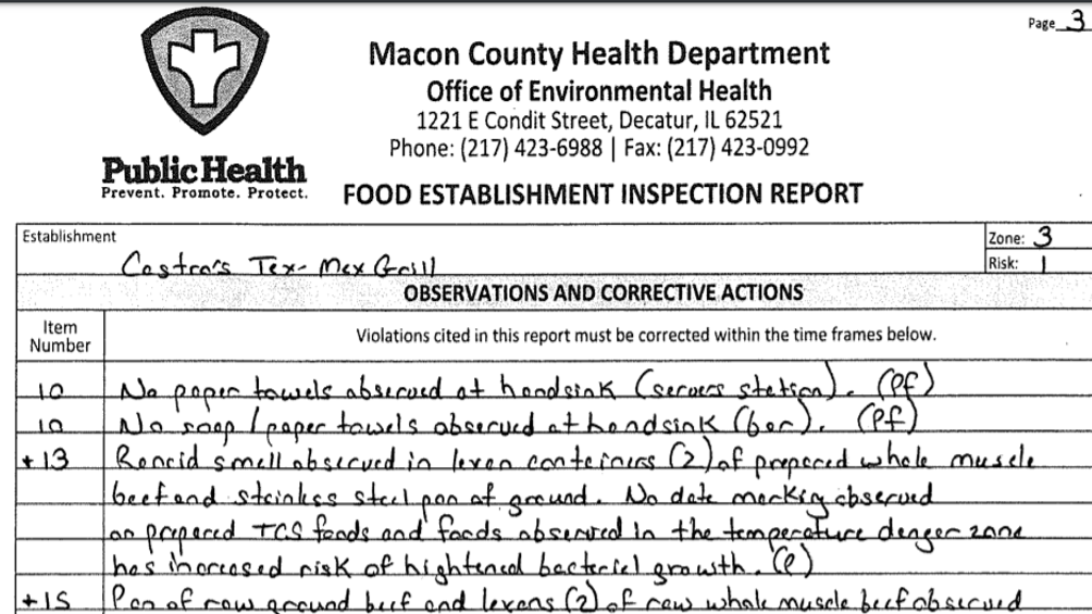 Inspection Report Permit Suspended For South Oakland Avenue Restaurant Local Herald Review Com