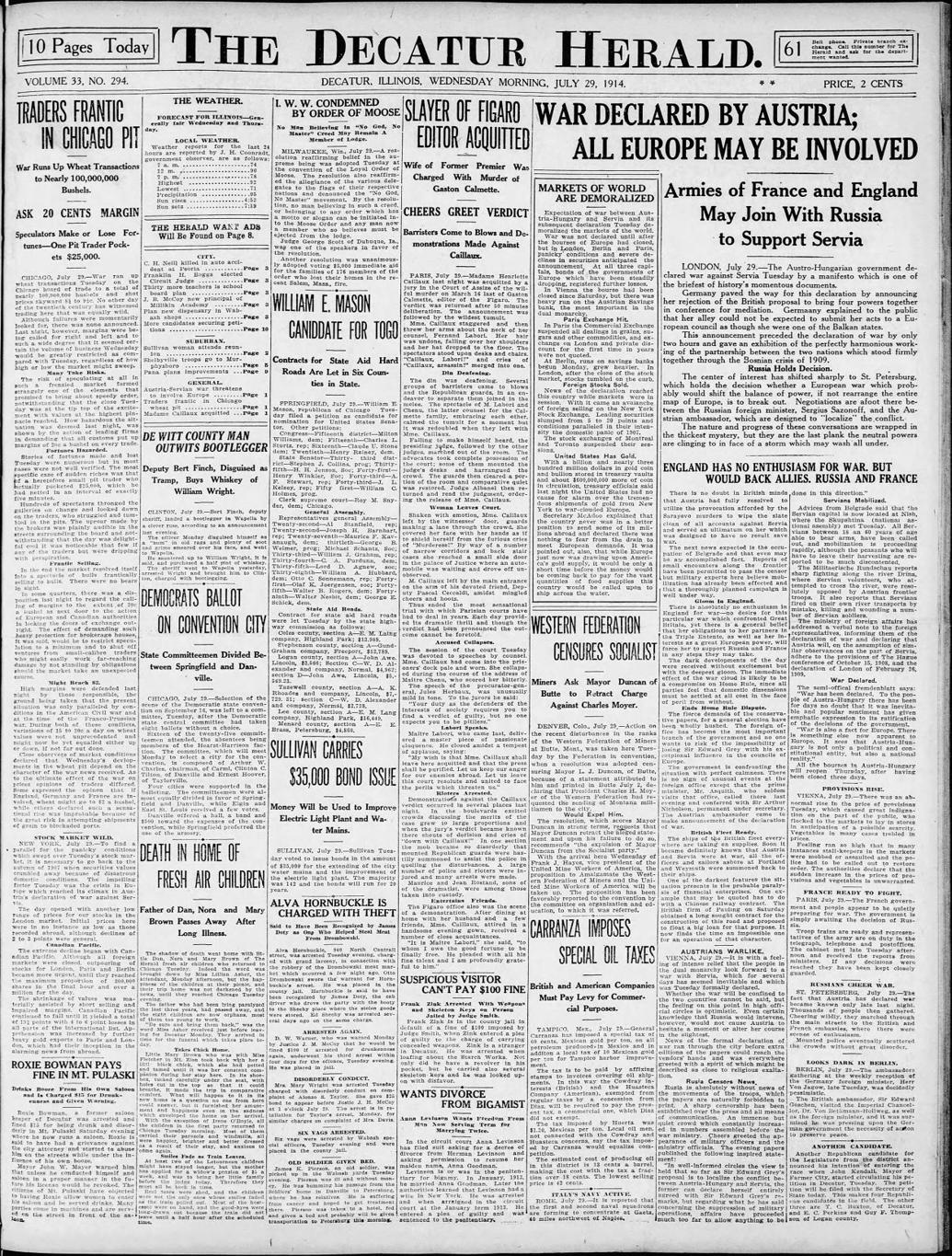 Historic front pages from the Decatur Herald & Review archives Local