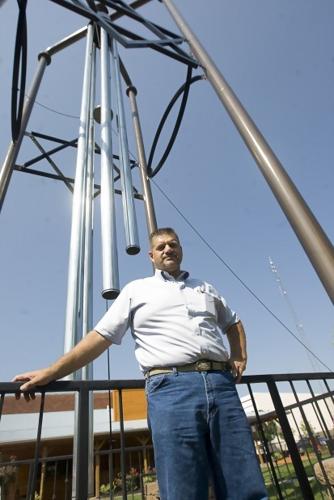 Record-setting knitting needles join world's largest wind chime as Casey  makes statement