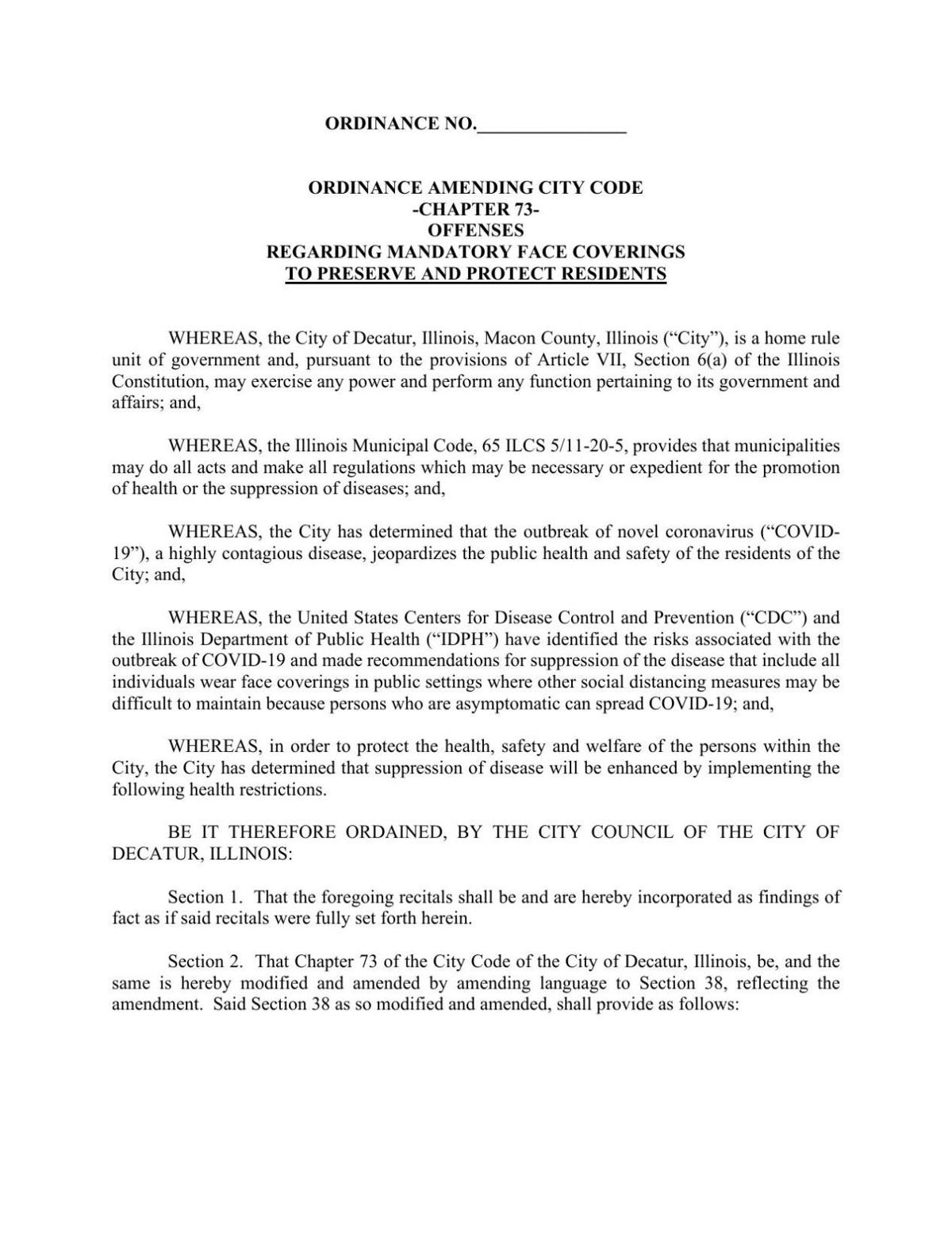 Council support lines up for tougher mask law in Decatur