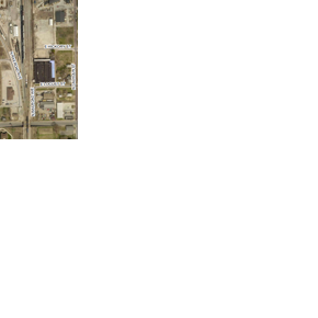 Three-way Decatur intersection sliced in half by rail crossing to get ...