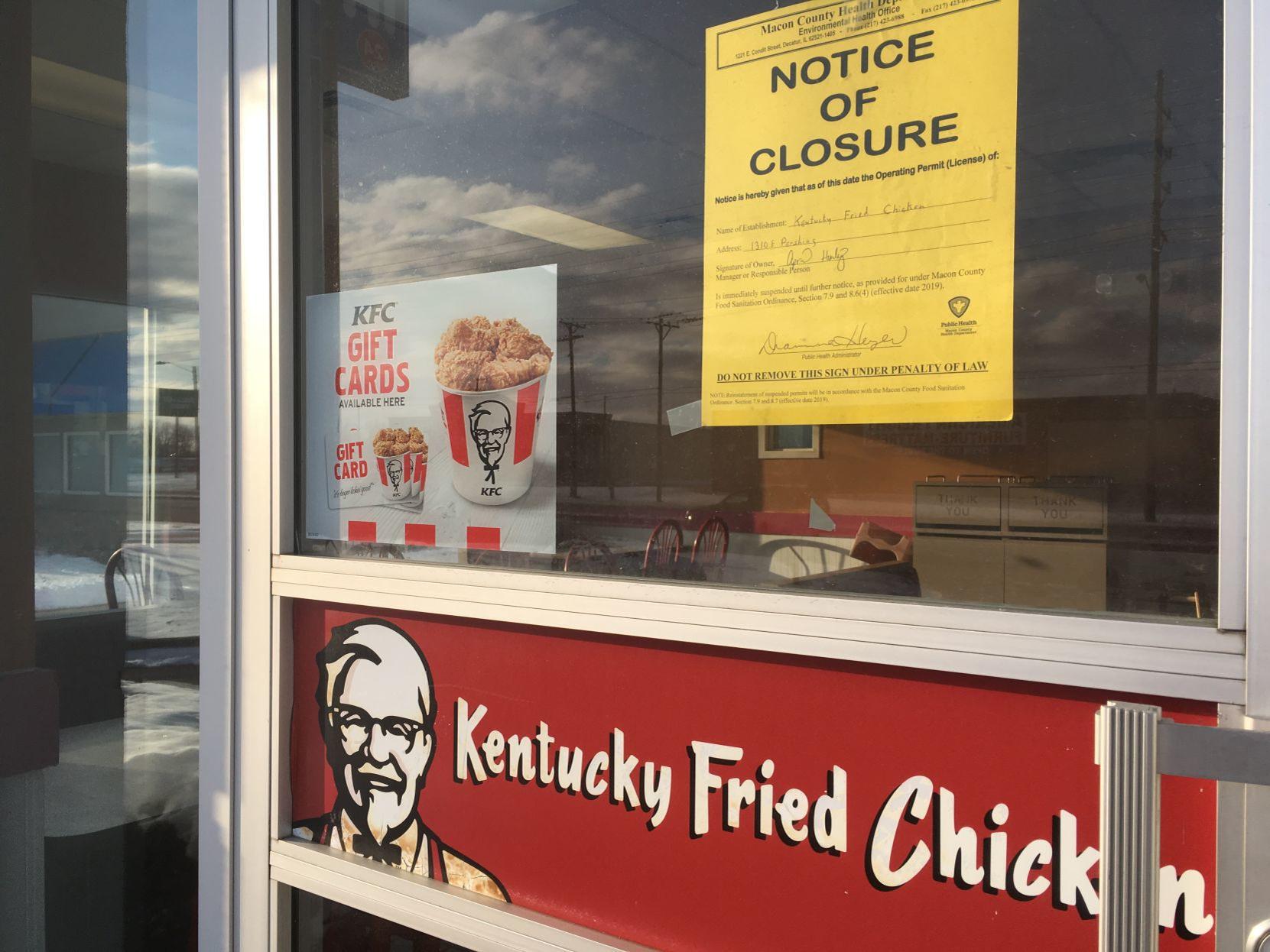 Decatur KFC closed by Macon County Health Department