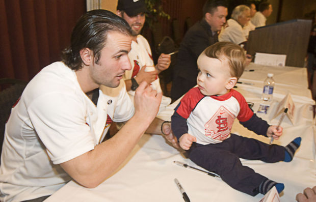 Louie hangs out with Big Brother Fred Bird at Cardinals Caravan!