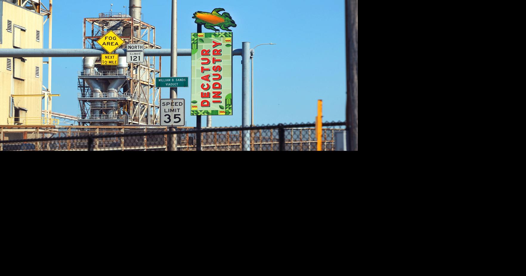 Corn-themed signs celebrate Decatur’s industrial identity