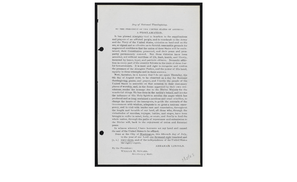 Read The Letter President Abraham Lincoln S Thanksgiving Proclamation State And Regional Herald Review Com