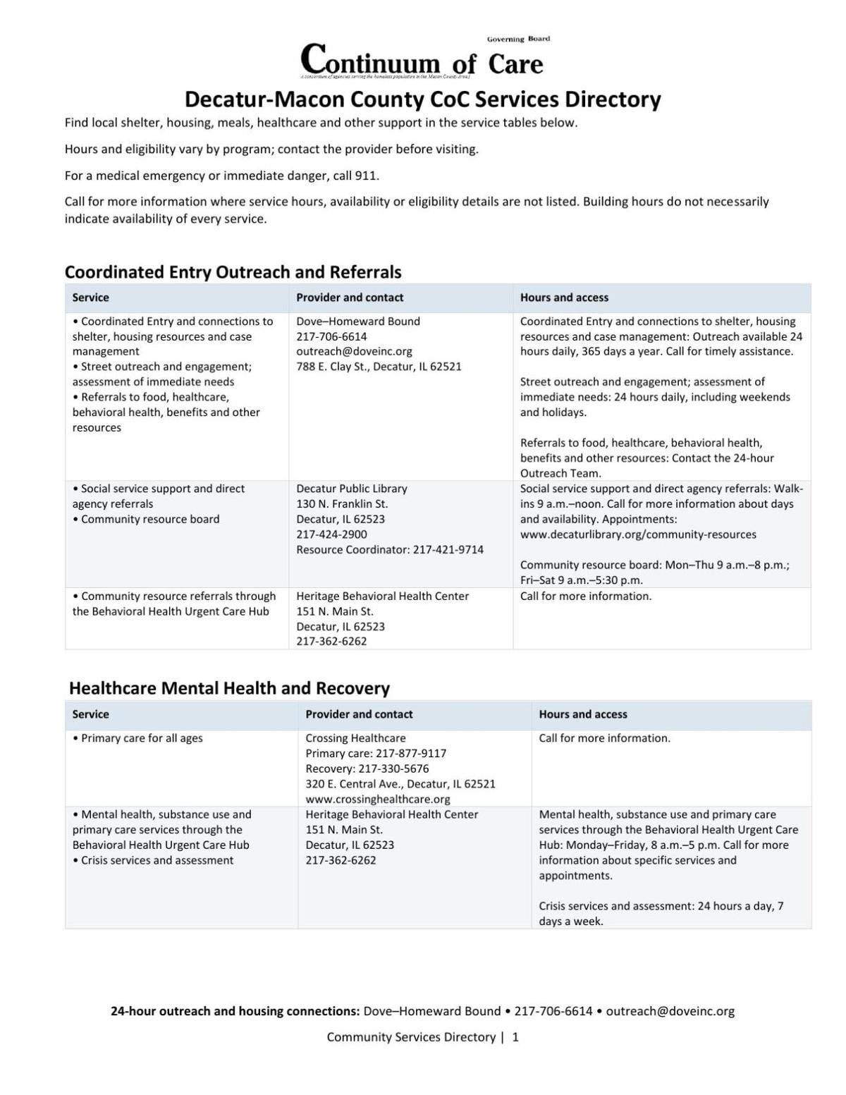 Decatur-Macon County Continuum of Care Service Directory