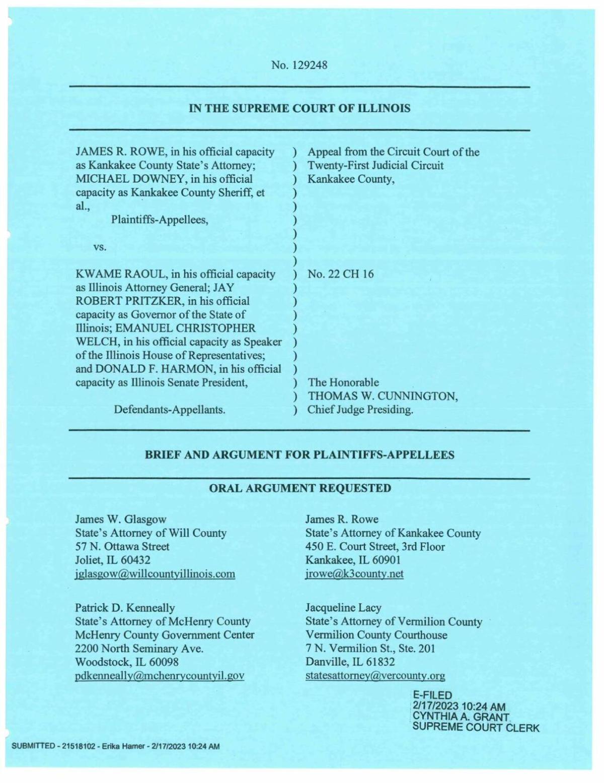 Rowe v. Raoul - Appellee Brief