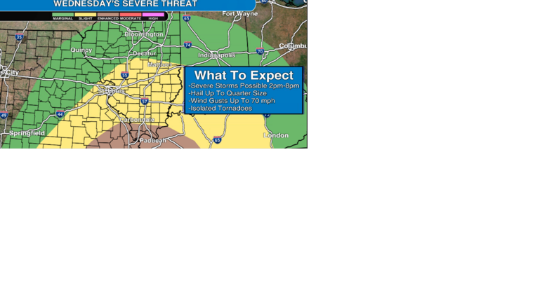 Watch now: Severe storms possible in central and southern Illinois Wednesday afternoon and evening - Vimarsana News