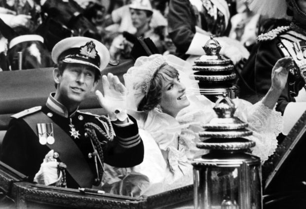 1980s Charles, Prince of Wales, and bride, Lady Diana