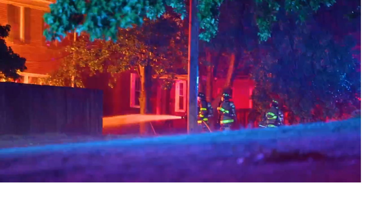 Fire crews battle truck blaze in severe thunderstorm