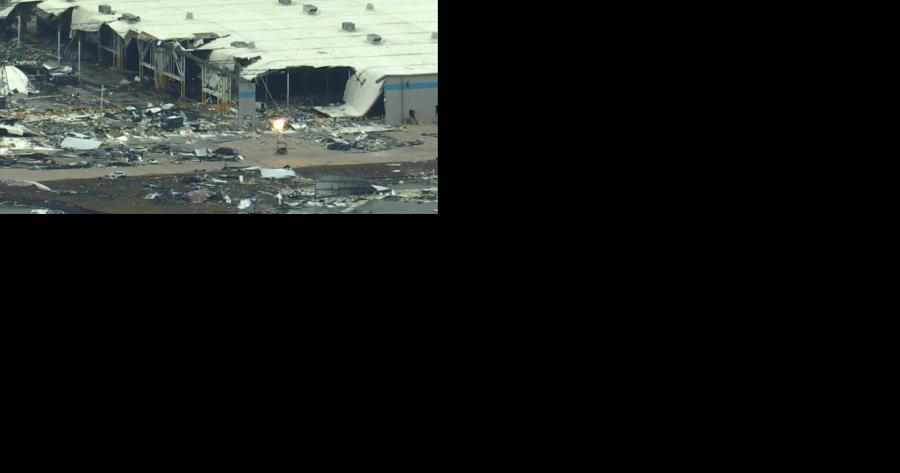Photos: Amazon warehouse in Edwardsville destroyed by storm, killing some inside - Vimarsana News