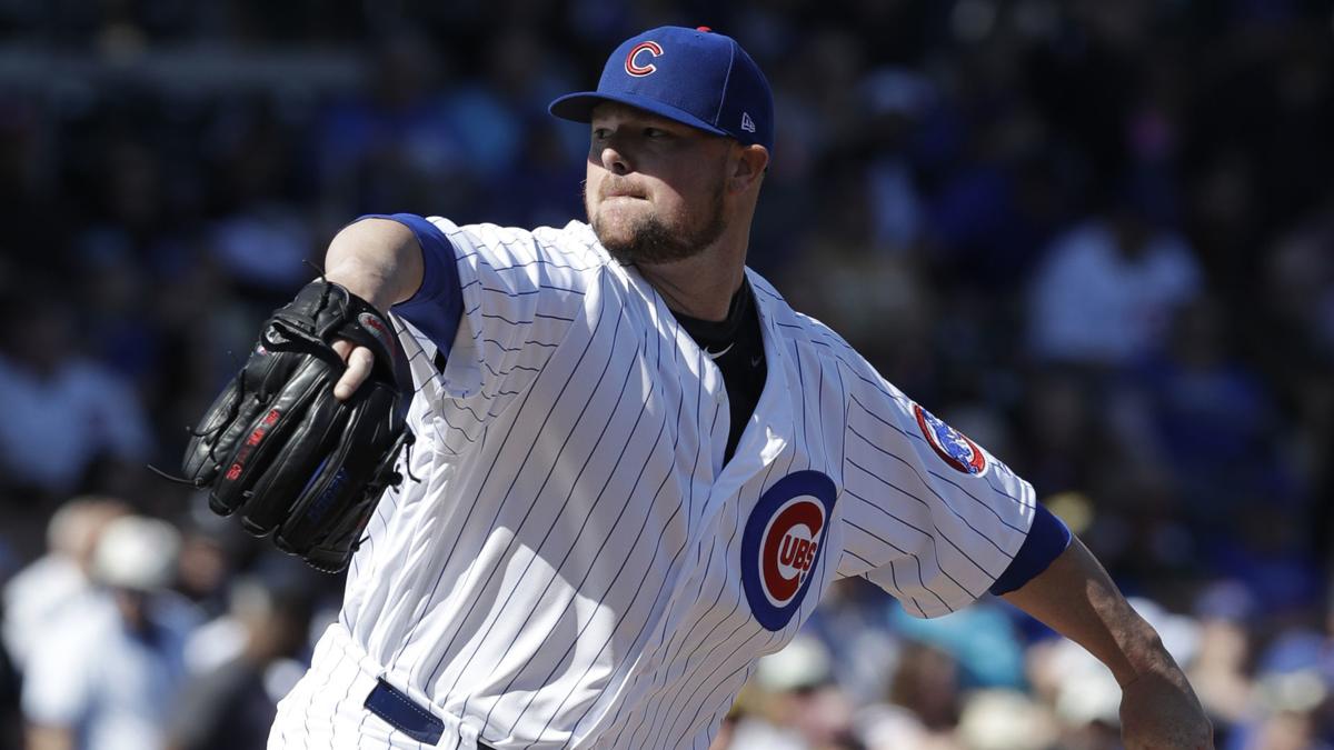 Cubs' Jon Lester tries bouncing throws to first base