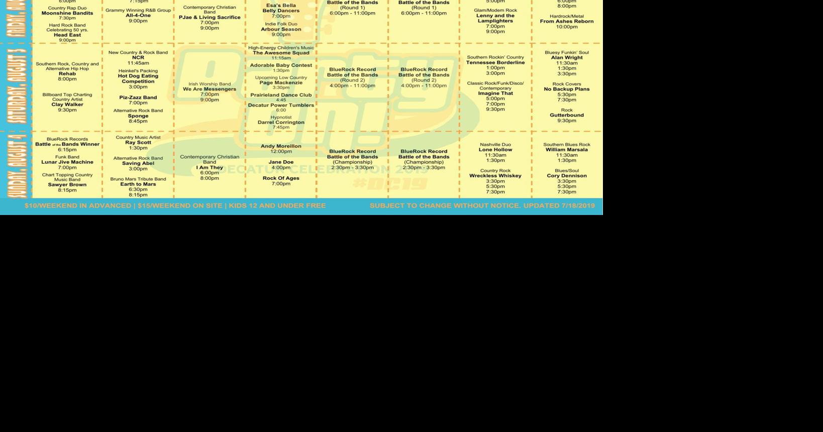 Decatur Celebration stage schedule
