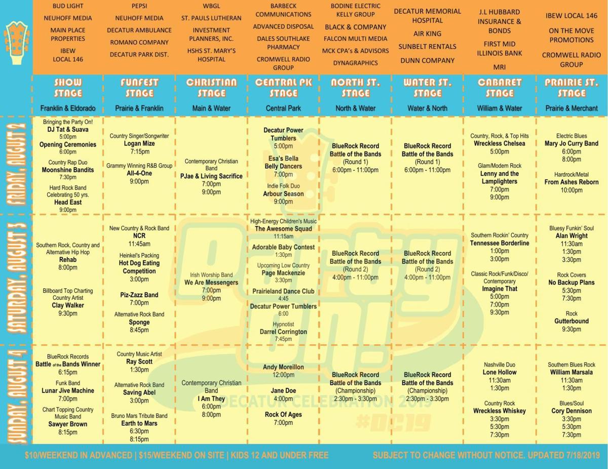 Decatur Celebration stage schedule