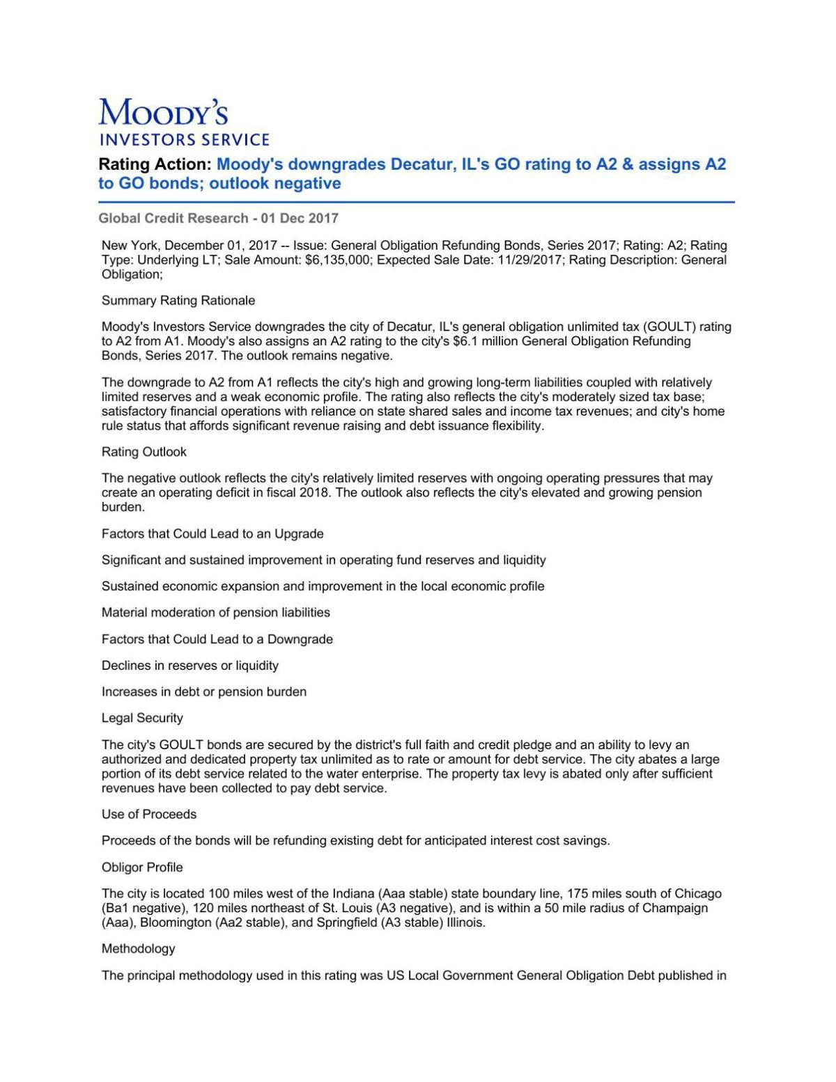 moody's downgrades decatur credit rating | government