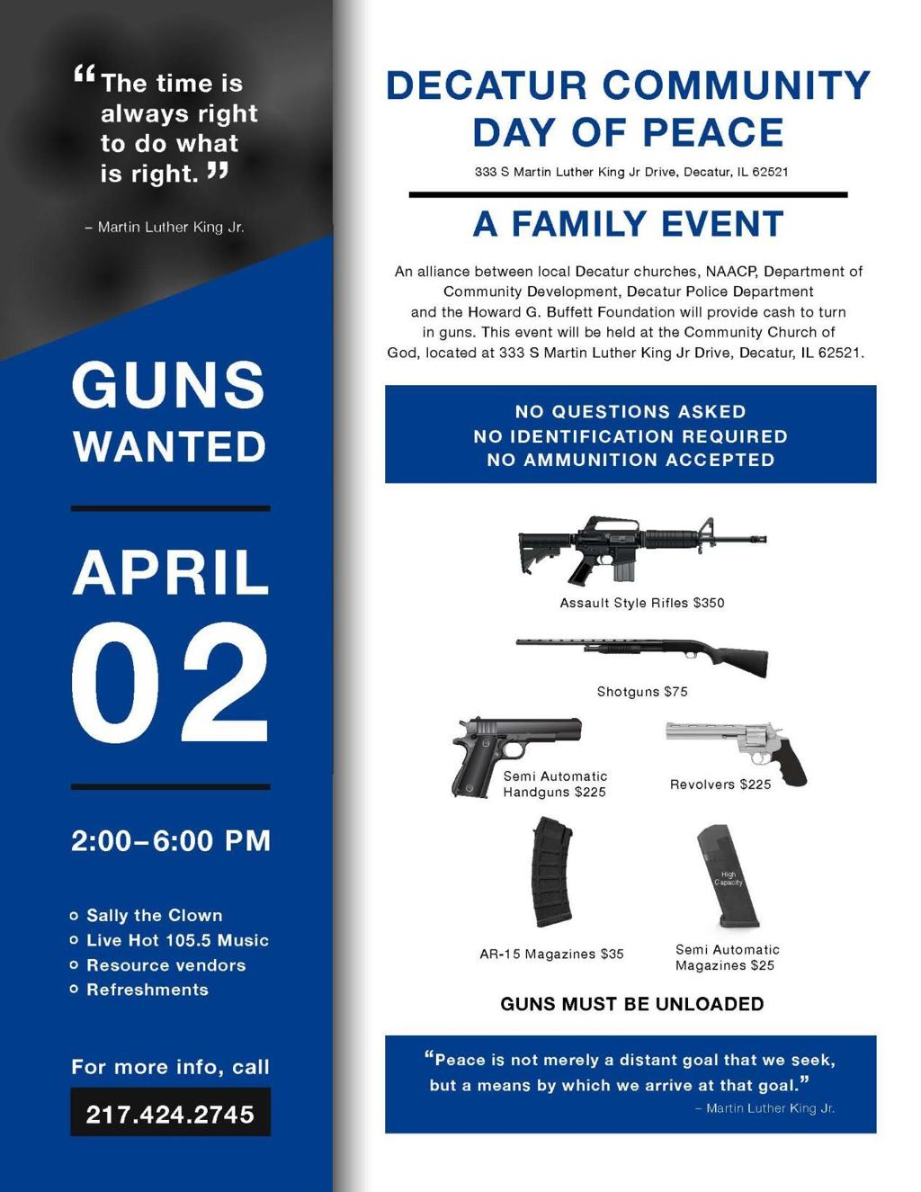 reed sports guns on City Community Groups To Host Gun Buyback Decatur Day Of Peace Event April 2 Crime And Courts Herald Review Com
