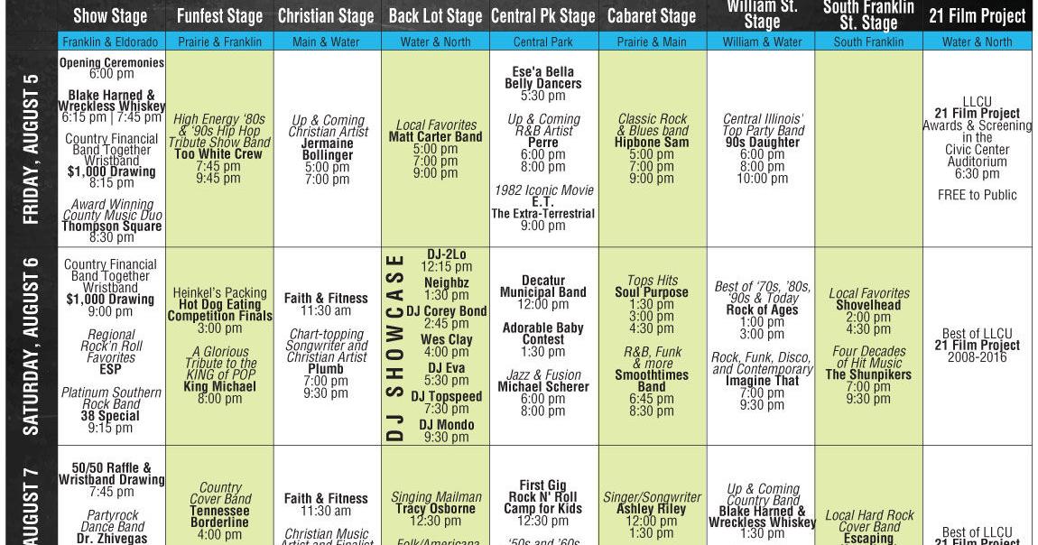 Decatur Celebration Schedule 2016