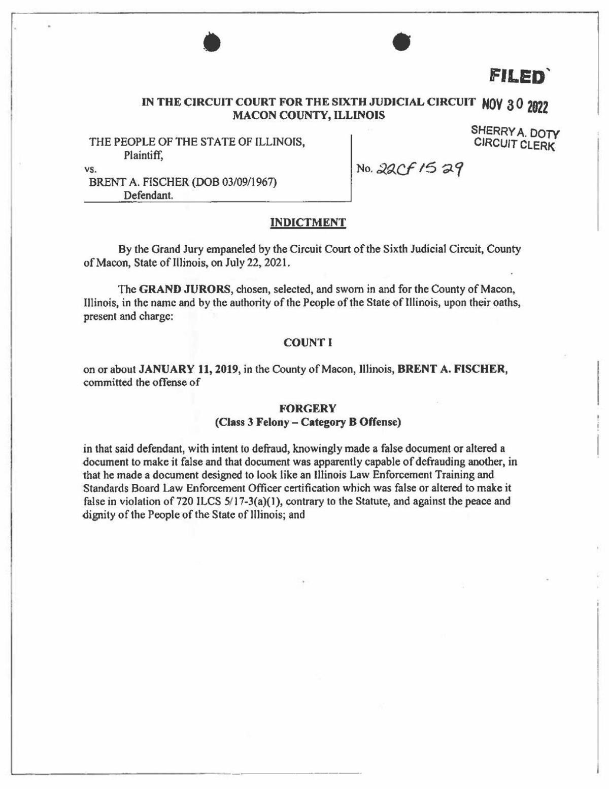 Read the charges against Brent Fischer