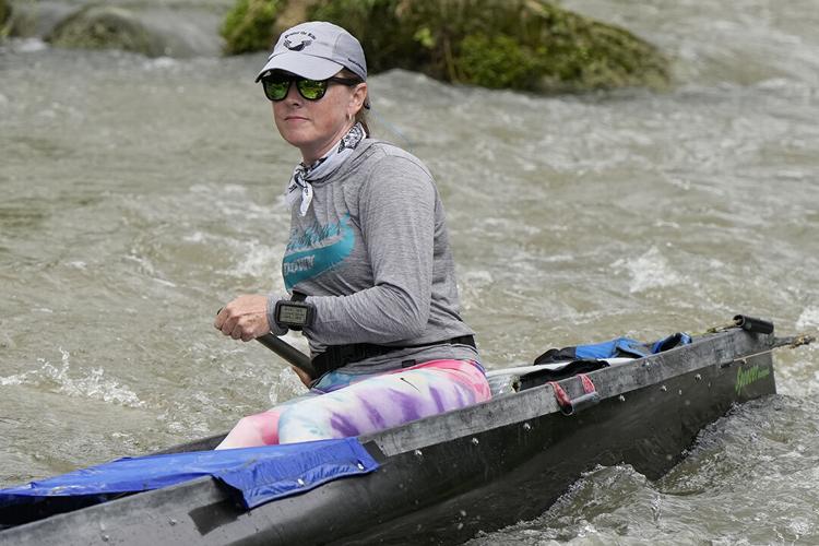 Heather Harrison paddles through the Cottonseed Rapids