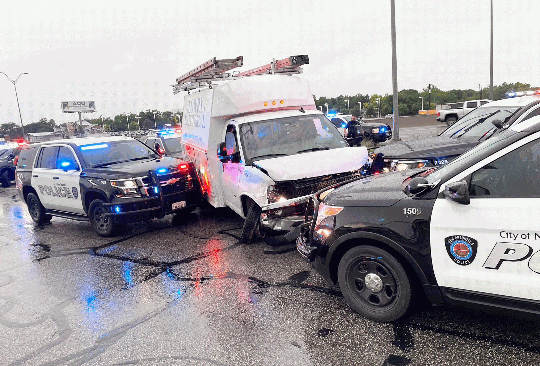 New Braunfels PD arrests driver of stolen company van after chase ...