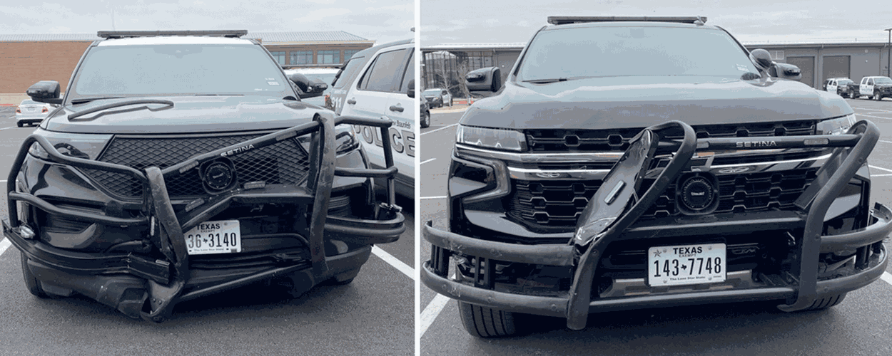 Truck crashes into New Braunfels PD vehicles at scene of SWAT incident ...