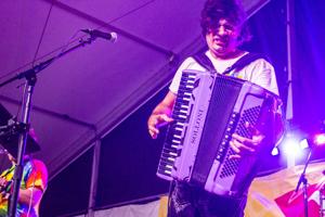 Alex Meixner hosting a jam session on last day of Wurstfest
