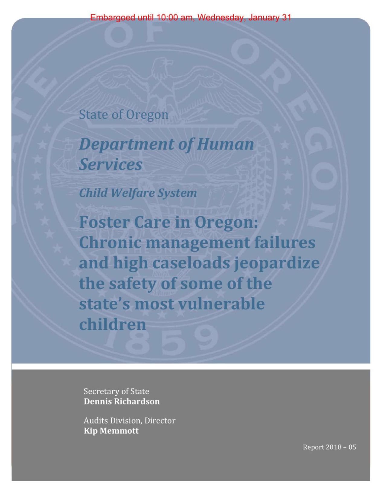 State of Oregon DHS report