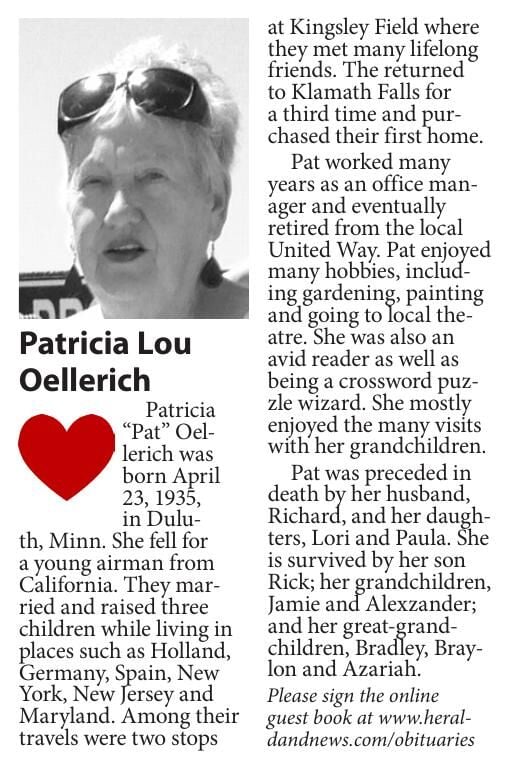 Patricia "Pat" Oellerich | Obituaries | Heraldandnews.com