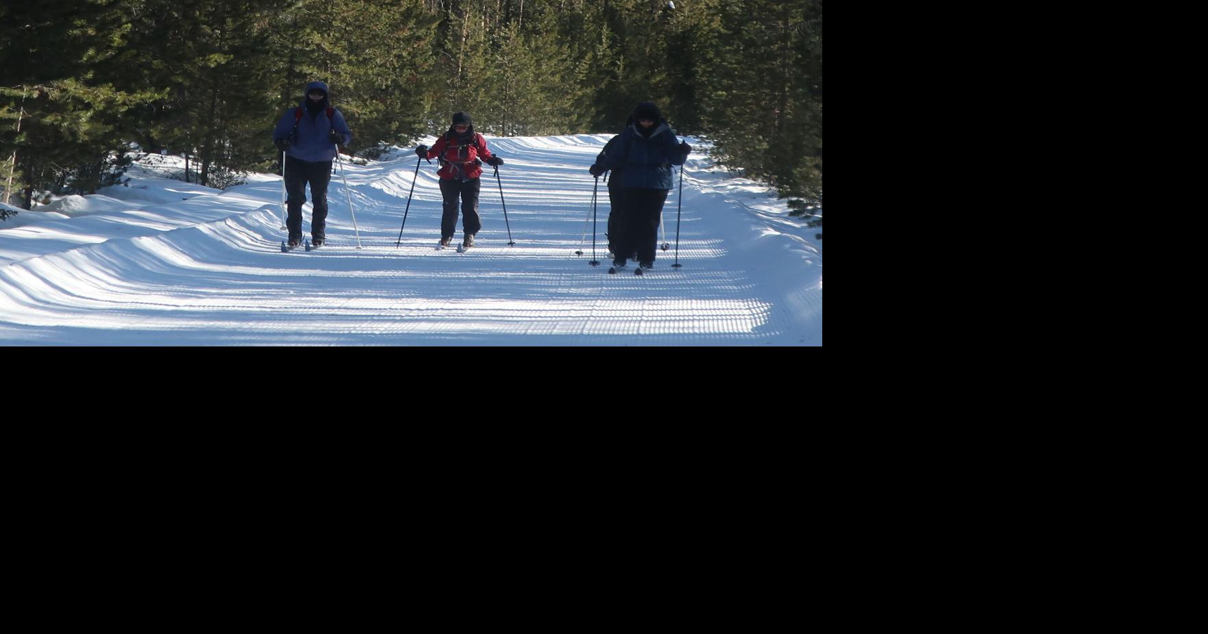 Ice skating on crosscountry skis Outdoors