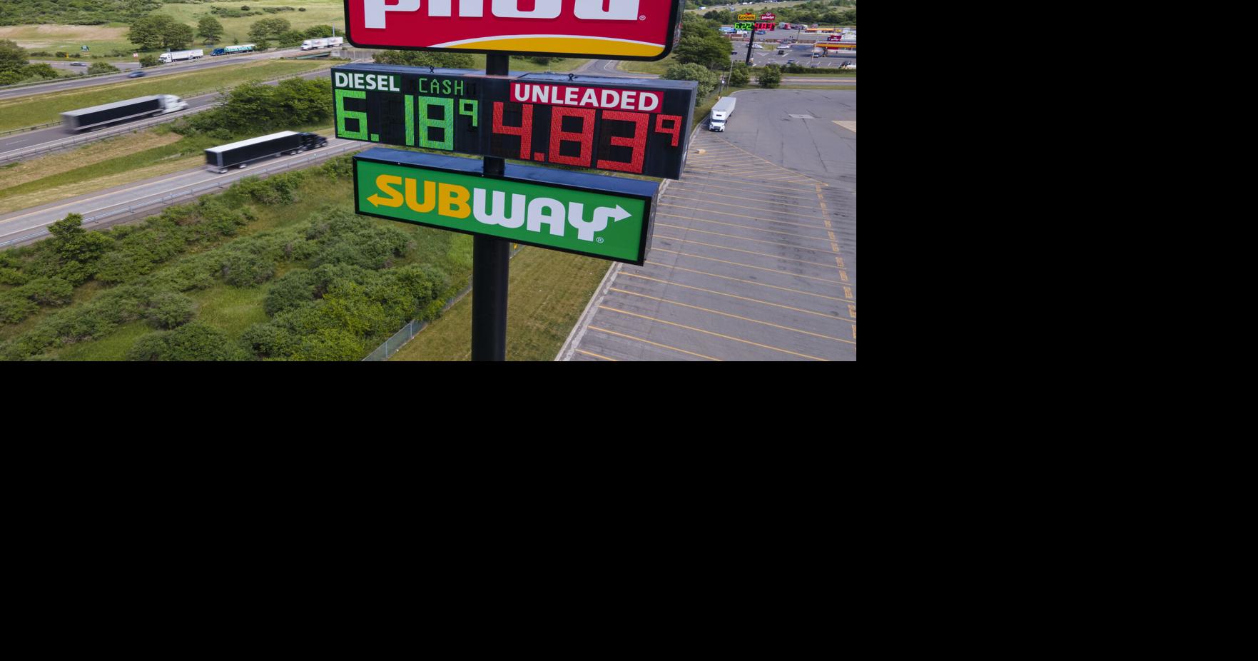 Gas prices down from record highs, but still well up from a year ago
