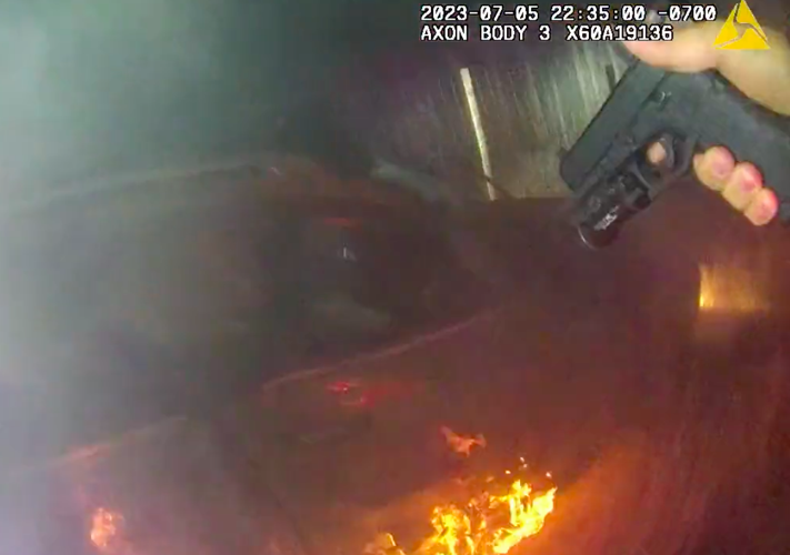 (VIDEO) Woman s car catches fire after police chase Oregon