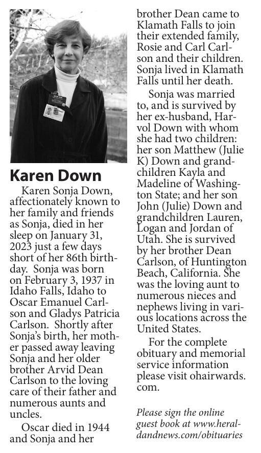 Karen Down | News Of Record | Heraldandnews.com