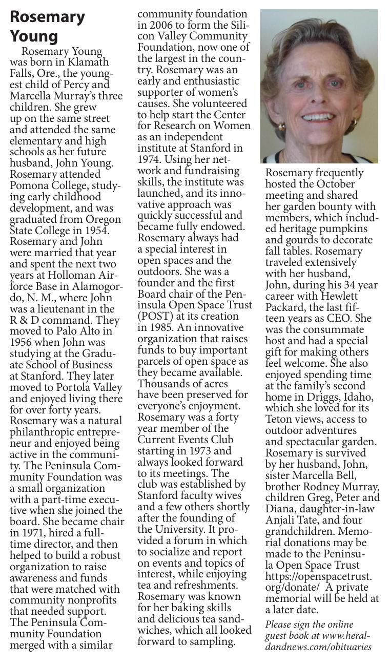 Rosemary Young obit News Of Record