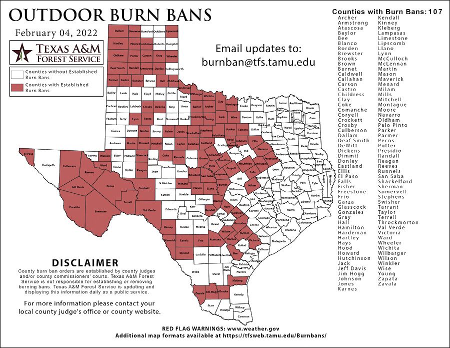 Texas Burn Ban Map Commissioners To Consider Whether To Place Hunt County Under Burn Ban |  Local News | Heraldbanner.com