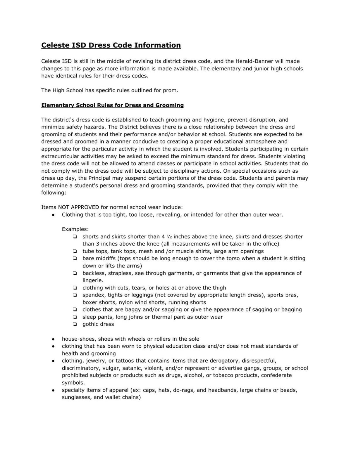 Celeste Isd Dress Code Heraldbanner Com