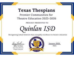 Quinlan ISD’s theater education program receives state recognition