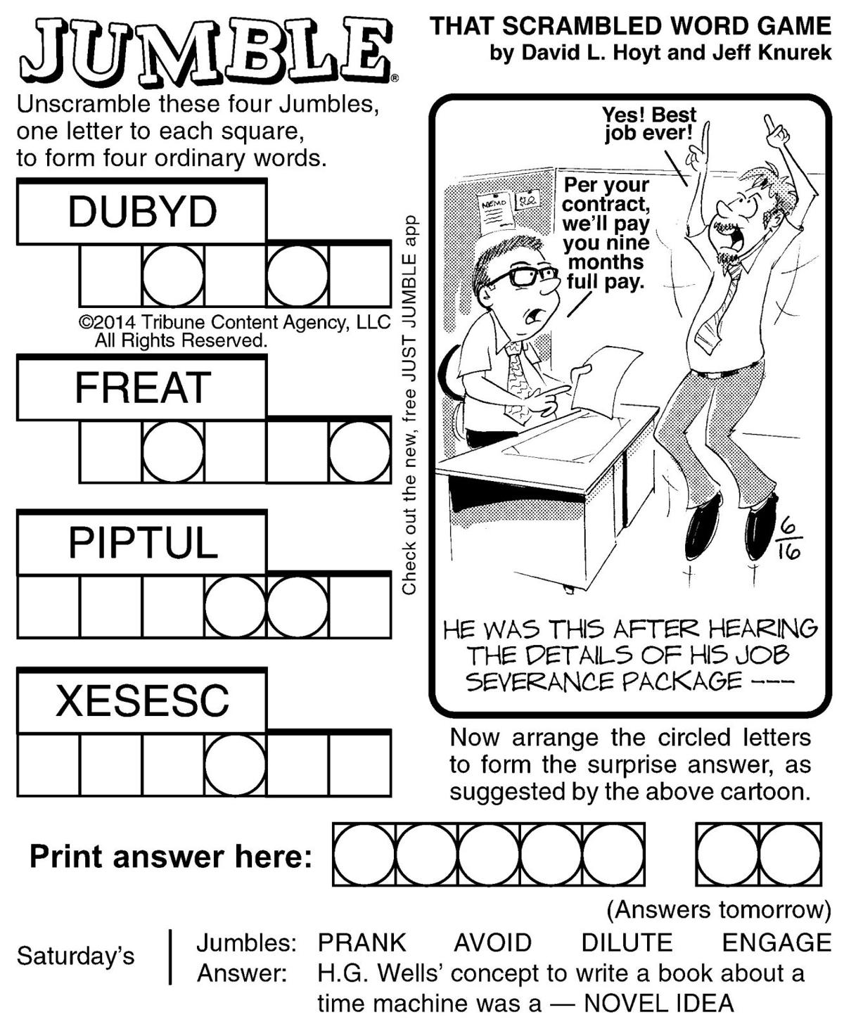 printable jumble puzzle for today