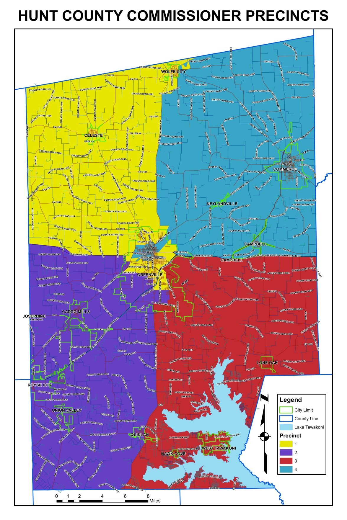 Map Of Hunt County Texas Hunt County Commissioner Precinct Map | | heraldbanner.com