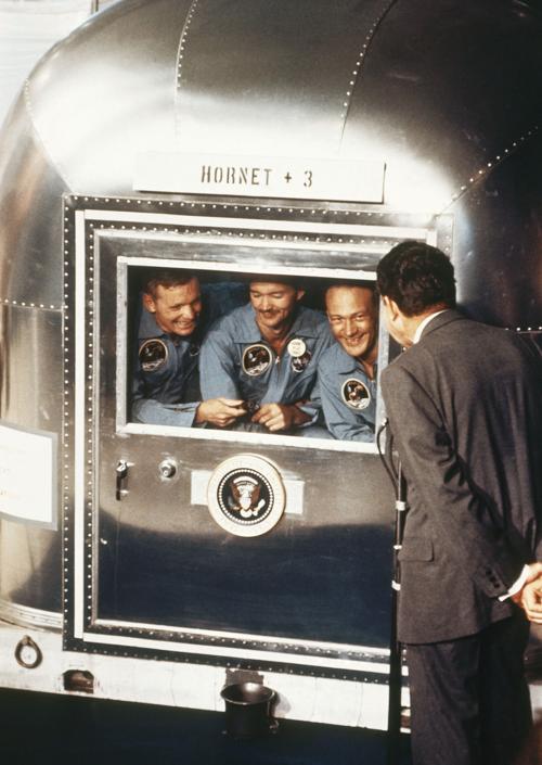 Neil Armstrong, Michael Collins, Edwin "Buzz" Aldrin, Richard Nixon