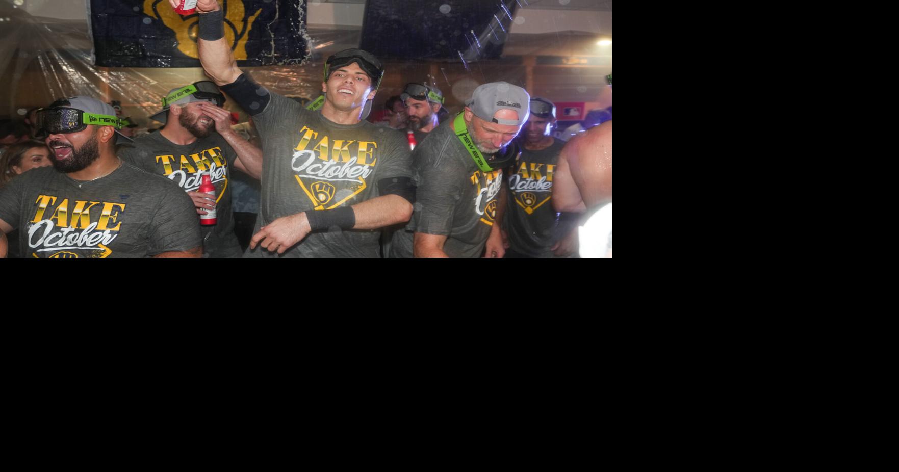 Brewers celebrate clinching win over Padres with an eye on looming NLCS ...